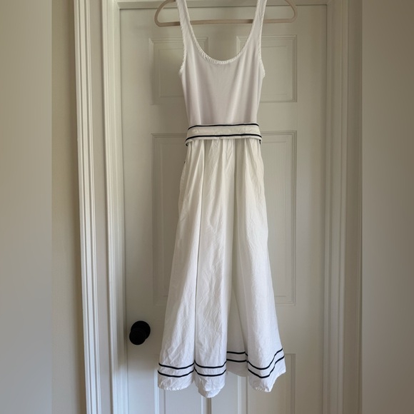 Vineyard Vines White Midi Dress with Striped Belt - Picture 4 of 5